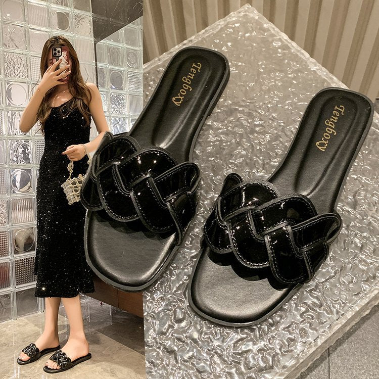 Damen trendige Riemensandalen mit geflochtenem Design und komfortablem Fußbett R&B