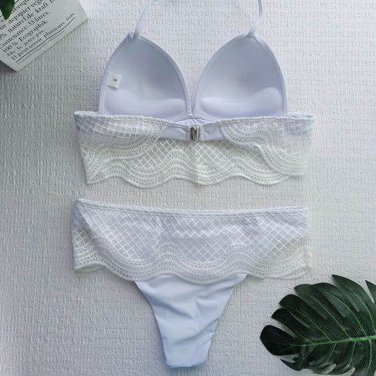 Damen Triangel-Bikini mit gehäkeltem Detail R&B
