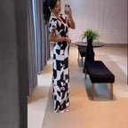 Damen Modischer Jumpsuit mit grafischem Muster und eleganten Ärmeln