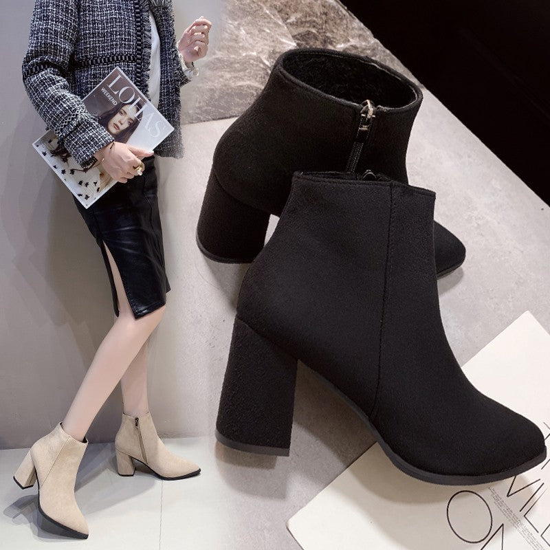 Damen Stiefeletten mit elegantem Blockabsatz und praktischem Reißverschluss R&B