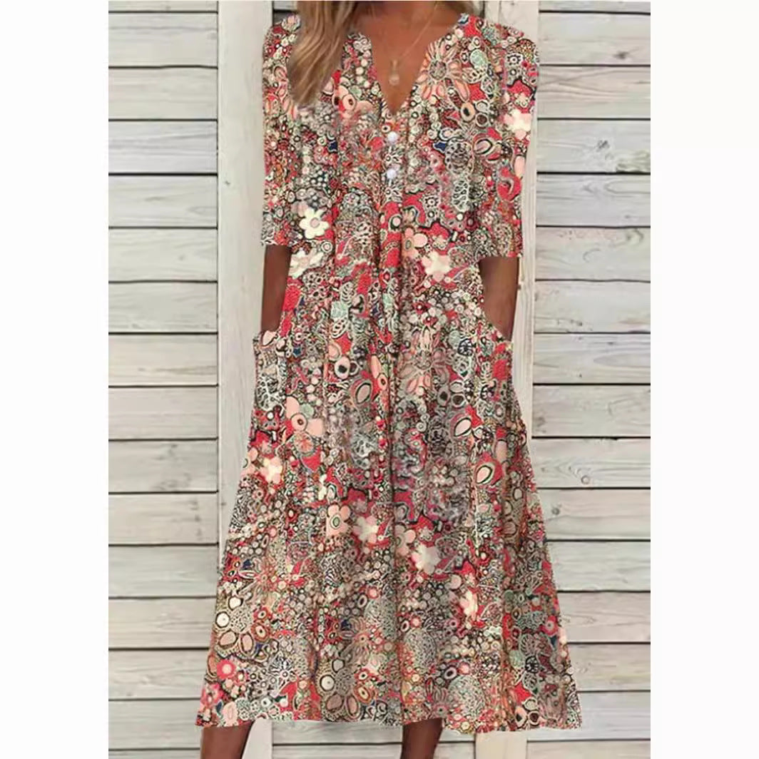 R&B | Stilvolle Blumige Hemdblusenkleid
