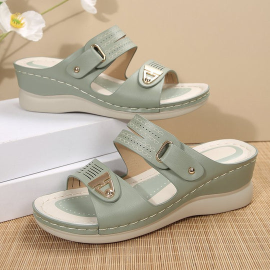 Damen Wedge-Sandalen mit verstellbarem Riemen und modischem Schnitt R&B