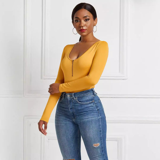 Damen Eleganter Langarmbody aus angenehmem Stretchmaterial R&B