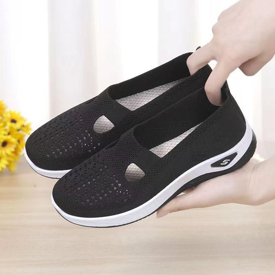 Damen Sportliche Slip-On Sneakers mit atmungsaktivem Strickmaterial R&B
