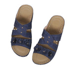 Damen bequeme Sandalen mit floralem Design und ergonomischem Fußbett R&B