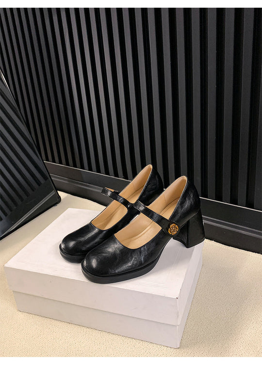 Damen modische Mary Jane Pumps mit komfortablem Blockabsatz R&B