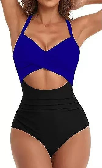 Damen Einteiliger Bikini mit modischem Cut-Out und Animal-Print R&B