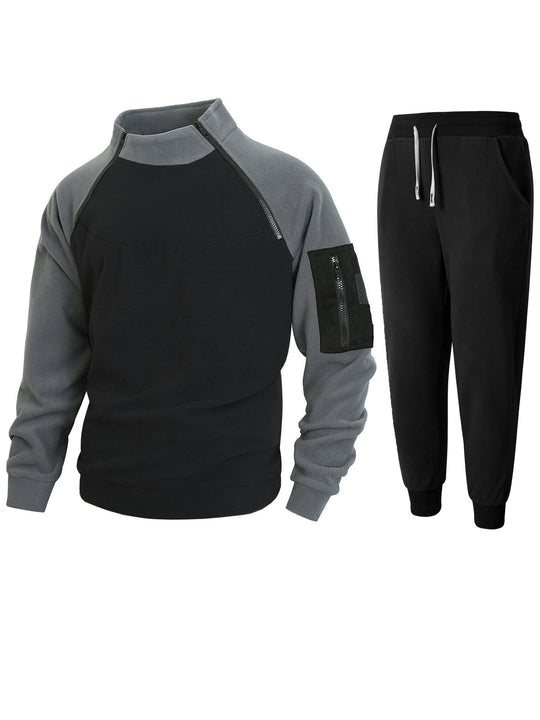Herren Sportliches Oberteil mit funktionalem Reißverschluss und komfortabler Jogginghose R&B