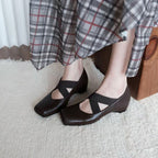 Damen elegante Ballerinas mit verstellbarem Riemen und hochwertiger Lederoberfläche R&B