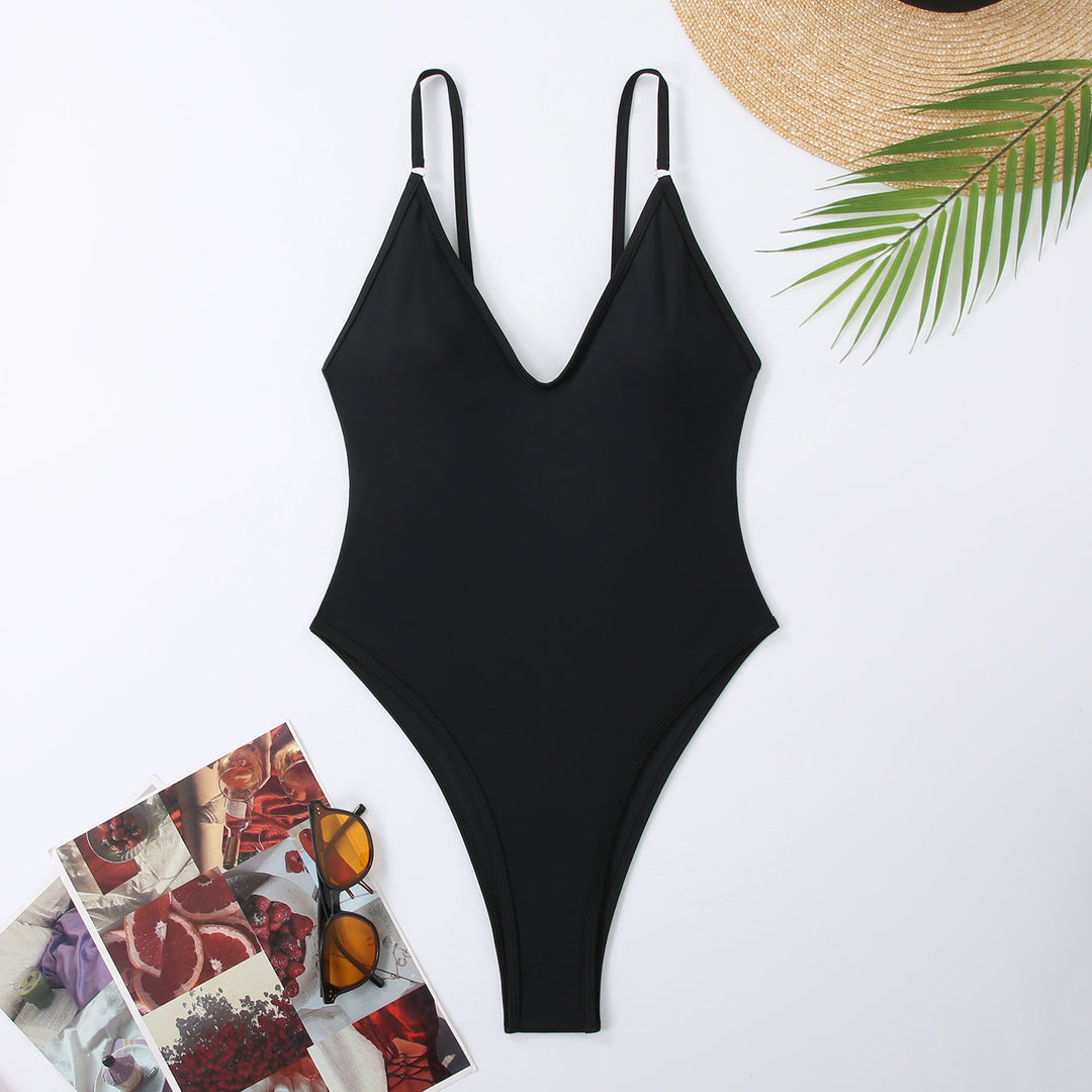 Damen Designer Badeanzug mit elegantem V-Ausschnitt R&B