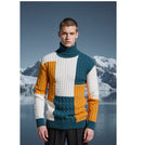 Herren modischer Strickpullover mit strukturiertem Zopfmuster und Stehkragen R&B