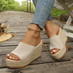 Damen Wedge-Sandaletten mit weichem Obermaterial und bequemer Sohle R&B