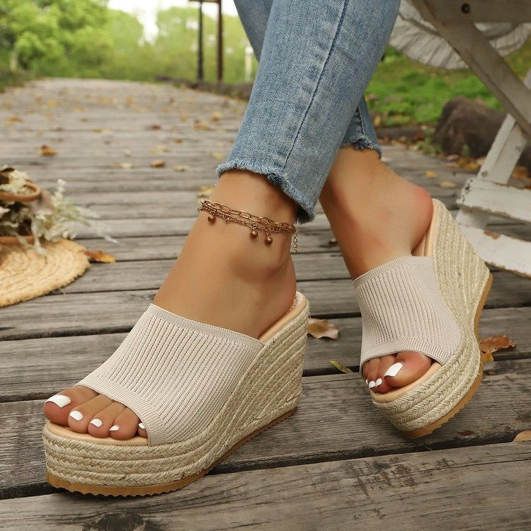 Damen Wedge-Sandaletten mit weichem Obermaterial und bequemer Sohle R&B