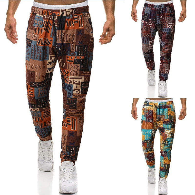 Herren Cargohose mit urbanem Print und elastischem Bund