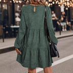 Damen lässiges Kleid mit voluminösen Ärmeln und Rüschensaum R&B