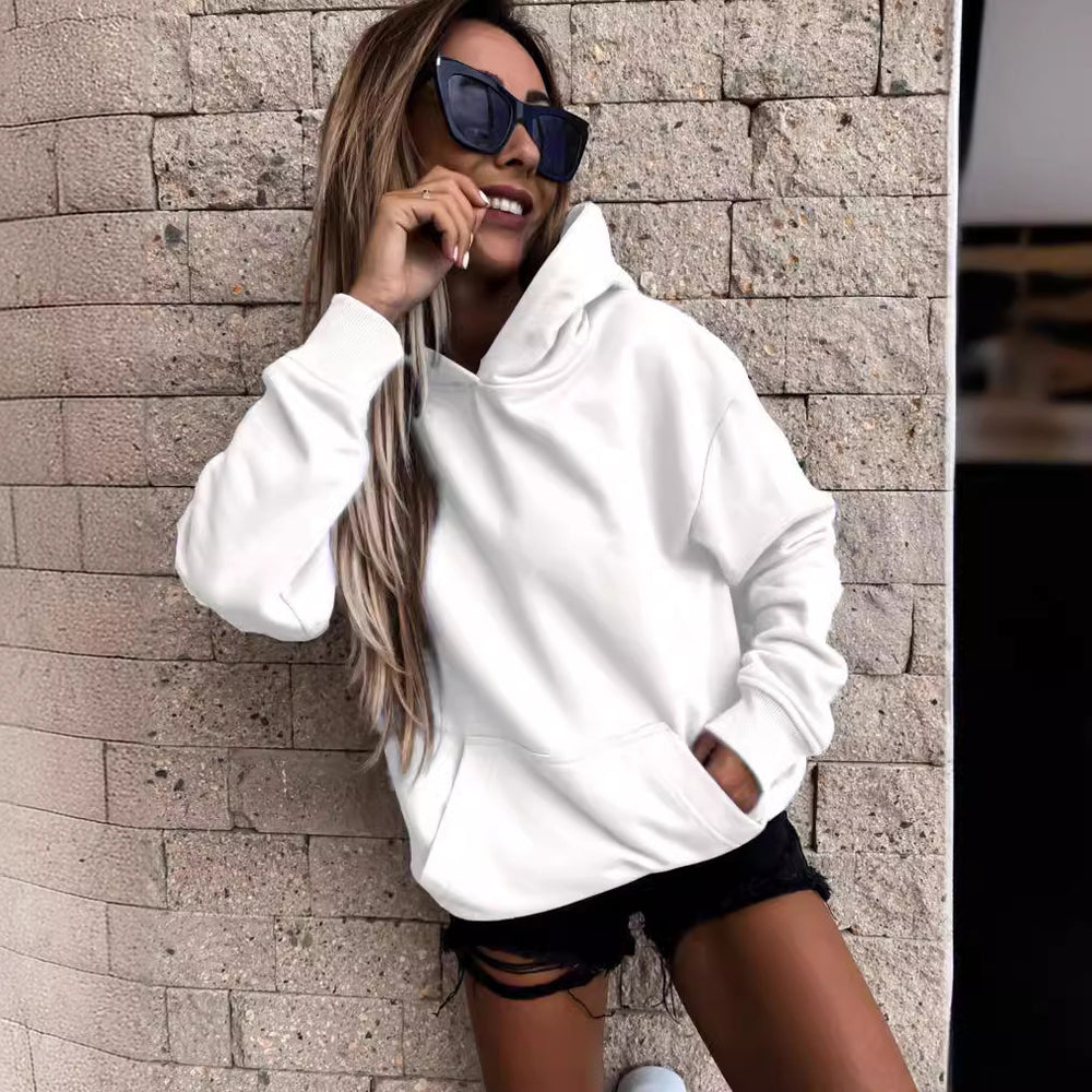 Damen Kapuzenpullover mit weichem Fleece-Innenfutter und lässigem Schnitt R&B