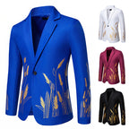 Damen Eleganter Blazer mit kunstvollem Pflanzenmuster und feiner Textur