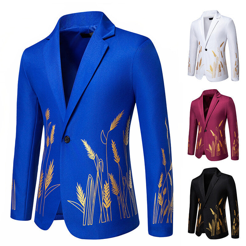 Damen Eleganter Blazer mit kunstvollem Pflanzenmuster und feiner Textur