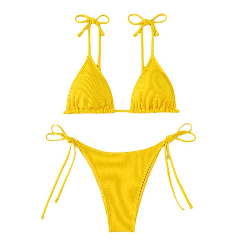 Damen Triangel-Bikini mit verstellbaren Trägern und hohem Beinausschnitt R&B
