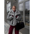 Damen Kunstpelzjacke mit voluminösem Kragen und lockerer Passform R&B
