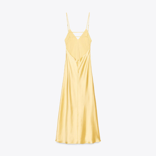 Damen Satin-Maxikleid mit zarten Trägern und elegantem Dekolleté R&B
