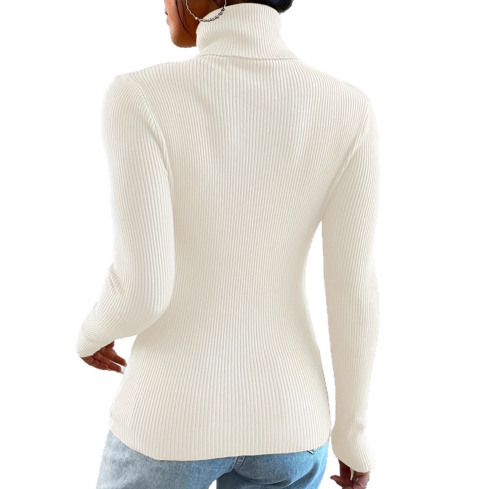 Damen Rollkragenpullover mit modernem Rippdesign R&B