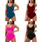 Damen Einteiler Badeanzug mit stylischem Wickel-Design und figurformenden Einsätzen R&B