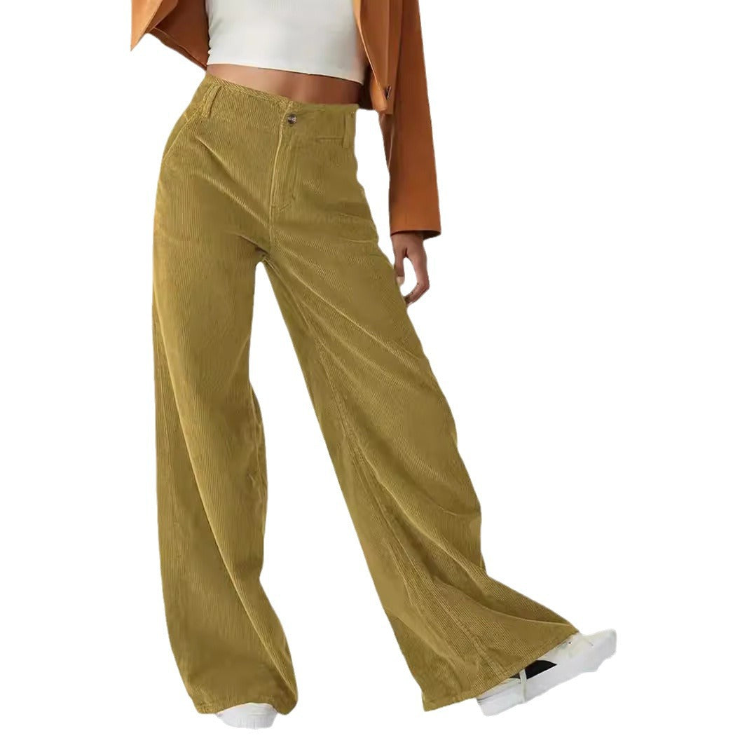 Damen Weit geschnittene Stoffhose mit hohem Bund und praktischen Taschen R&B