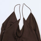 Damen Maxikleid mit elegantem asymmetrischen Saum und feinem V-Ausschnitt R&B