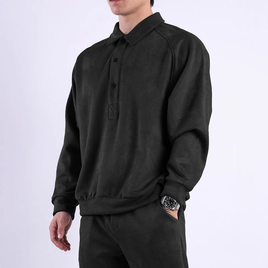 Damen Sportliches Langarm-Polooberteil mit lässigem Kragen und Knopfdetails R&B