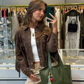 Damen Wildlederjacke mit Fransen R&B