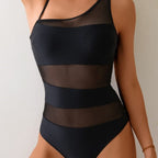 Damen Sportlicher Einteiler mit transparenten Einsätzen R&B