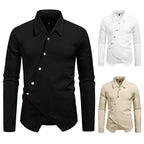 Herren modisches Hemd mit asymmetrischem Knopfdesign und eleganter Passform R&B