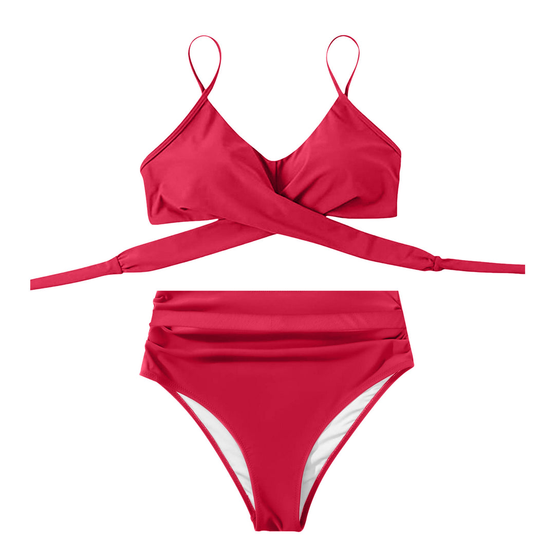 Damen High-Waist Bikini Set mit modischem Wickel-Oberteil R&B