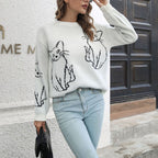 R&B | Verspielter Strickpullover Mit Katzenmuster