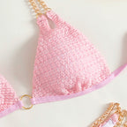 Damen Triangel-Bikini mit Kettenakzenten und raffiniertem Design R&B