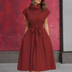 Damen Kleid mit schicker, geraffter Kapuze und praktischen Taschen R&B