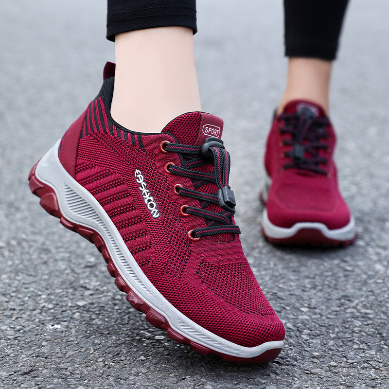 Damen Sportliche Laufschuhe mit atmungsaktivem Mesh-Obermaterial und elastischem Schnellschnürsystem R&B