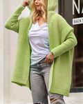 Damen lässiger Strickcardigan mit Kapuze und weiten Ärmeln R&B