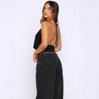 Damen Elegantes Halterneck-Top mit raffiniertem Ausschnitt und dekorativem Ringdetail R&B
