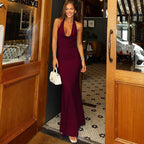 Damen Maxikleid mit eleganter Halter-Cowl-Neck-Design und figurbetontem Schnitt R&B