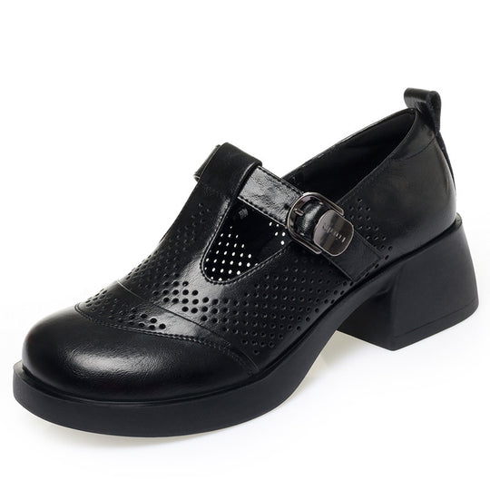 Damen Halbschuhe mit modischem Riemchen und atmungsaktiver Lochoptik R&B