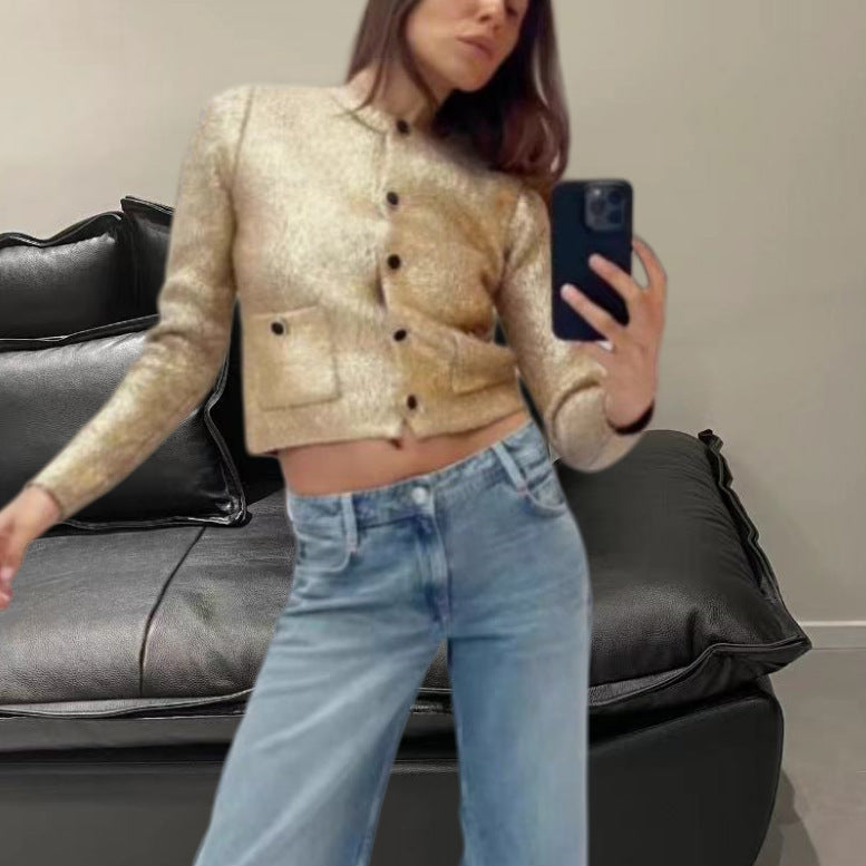 Damen Elegante Strickjacke mit luxuriösem Glitzer und praktischen Taschen R&B