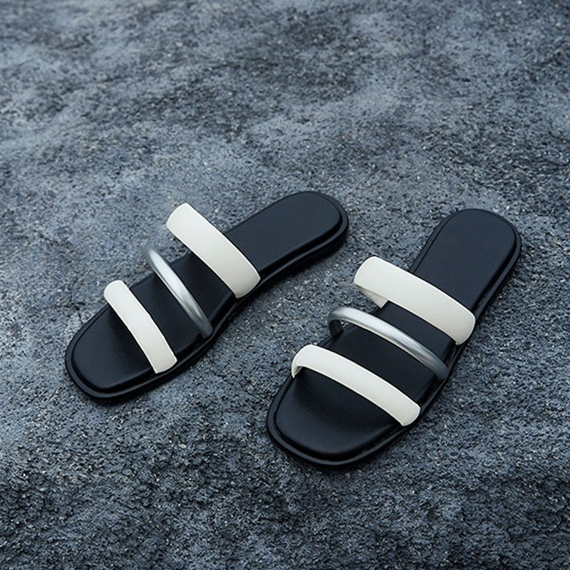 Damen modische Zehentrenner-Sandalen mit eleganten Riemen und komfortablem Fußbett R&B