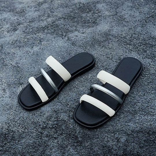 Damen modische Zehentrenner-Sandalen mit eleganten Riemen und komfortablem Fußbett R&B