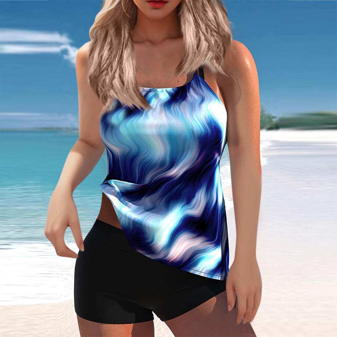 Damen Sportliches Tankini-Set mit stylischem Oberteil und bequemen Shorts R&B