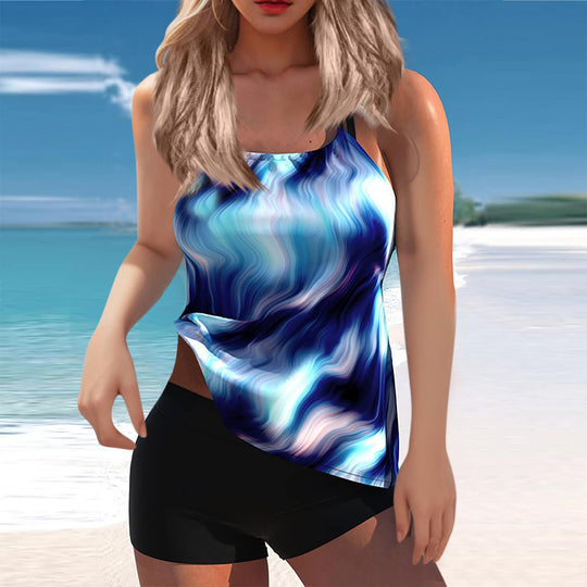 Damen Sportliches Tankini-Set mit stylischem Oberteil und bequemen Shorts R&B