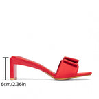 Damen elegante Sandaletten mit breitem Blockabsatz und modischem Schleifendetail R&B
