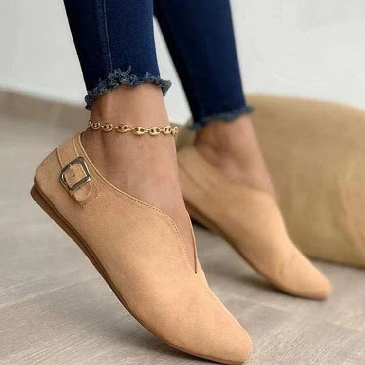 Damen elegante Slipper mit modischer Schnalle und hochwertigem Wildleder R&B