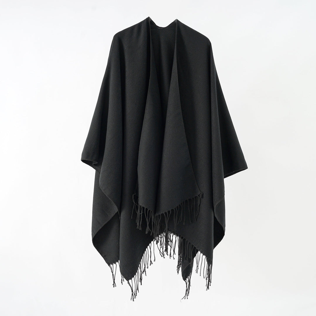 Damen Modischer Fransen-Poncho Aus Weichem Material mit Luxuriösem Fall R&B